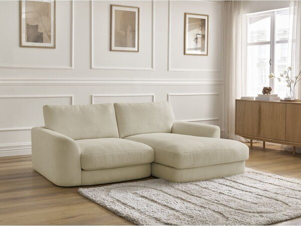 Beżowy narożnik z materiału bouclé (prawostronny/z szezlongiem) Leonore – Bobochic Paris