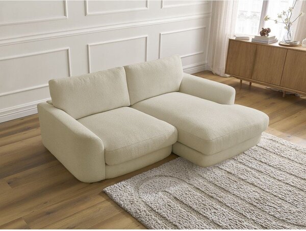 Beżowy narożnik z materiału bouclé (prawostronny/z szezlongiem) Leonore – Bobochic Paris