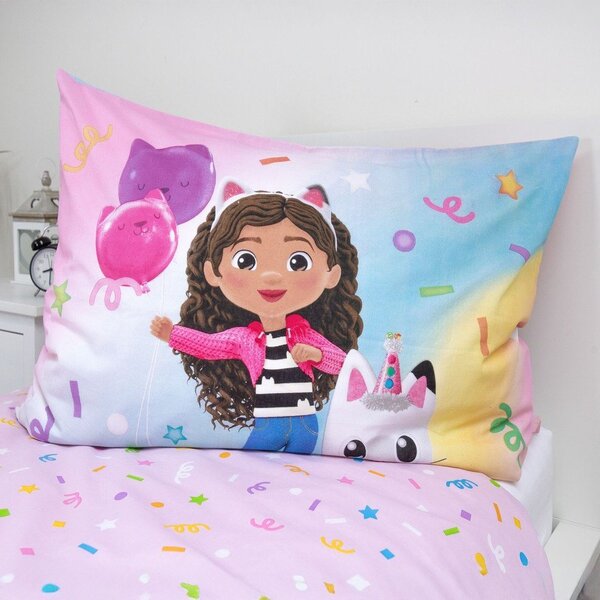 Różowa bawełniana pościel dziecięca jednoosobowa 140x200 cm Gabby's Dollhouse "Rainbow" – Jerry Fabrics