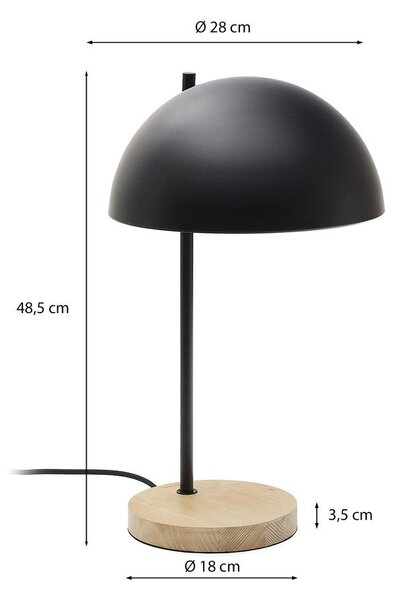 Czarno-naturalna lampa stołowa z metalowym kloszem (wysokość 48,5 cm) Catlar – Kave Home