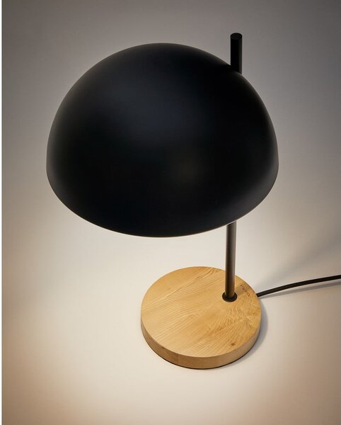 Czarno-naturalna lampa stołowa z metalowym kloszem (wysokość 48,5 cm) Catlar – Kave Home