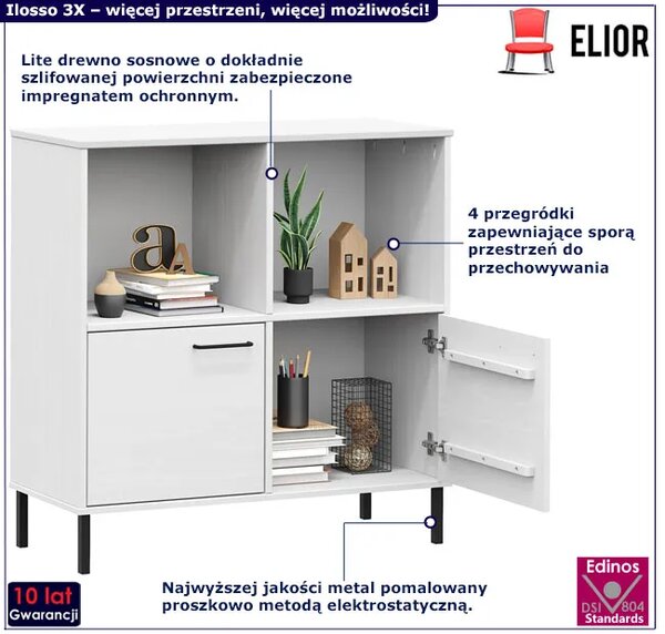 Biały stojący regał z 4 półkami G9-B87