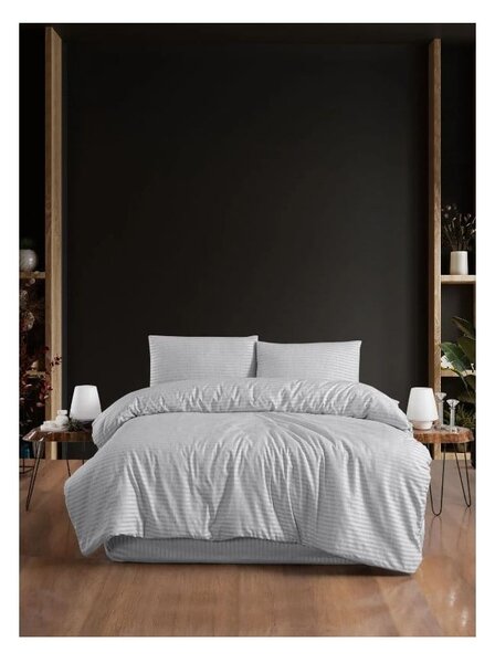 Jasnoszara 4-częściowa pościel dwuosobowa z prześcieradłem 200x220 cm – Mila Home