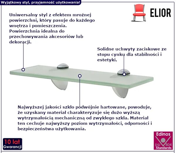 Mleczna podwieszana półka szklana 30x10 F2-W25