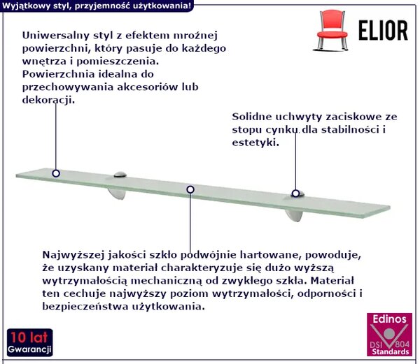 Elegancka, mleczna półka szklana 80x10 G7-P14