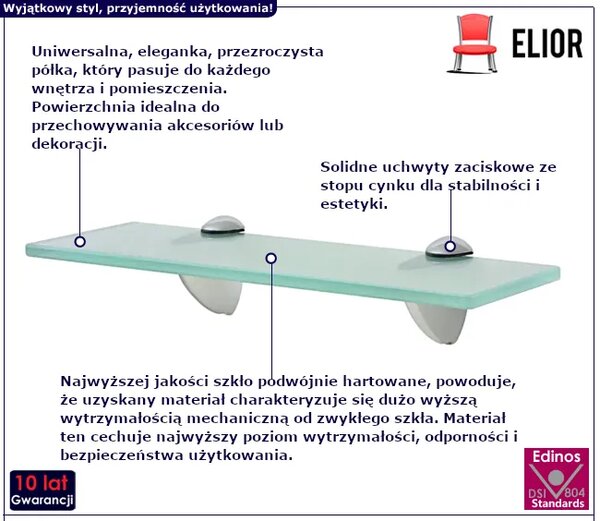 Półka ścienna szklana 30x20 D5-F03