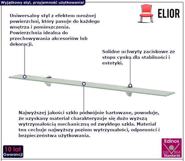 Mleczna półka ścienna szklana 90x10 N9-E92