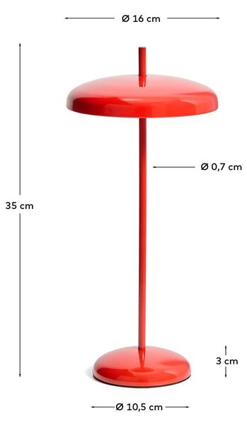 Czerwona lampa stołowa LED ze ściemniaczem z metalowym kloszem (wysokość 35 cm) Porte – Kave Home