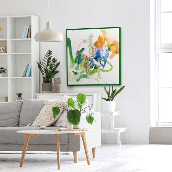 Obraz z ręcznie malowanymi elementami 102x102 cm Confidential Green – Malerifabrikken