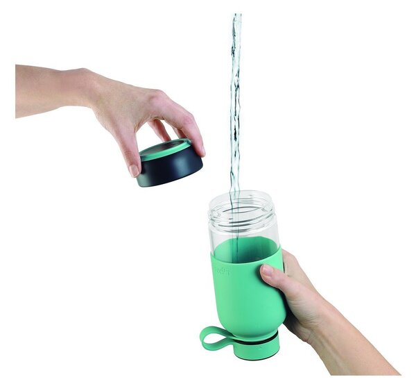 Turkusowa podróżna szklana butelka 500 ml To Go – Lékué
