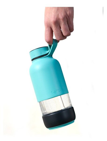 Turkusowa podróżna szklana butelka 500 ml To Go – Lékué