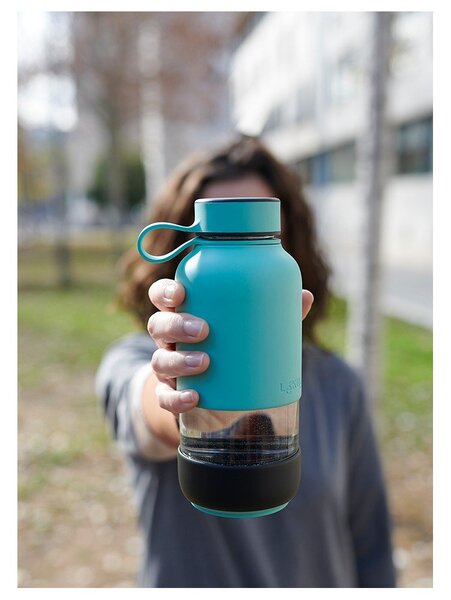 Turkusowa podróżna szklana butelka 500 ml To Go – Lékué