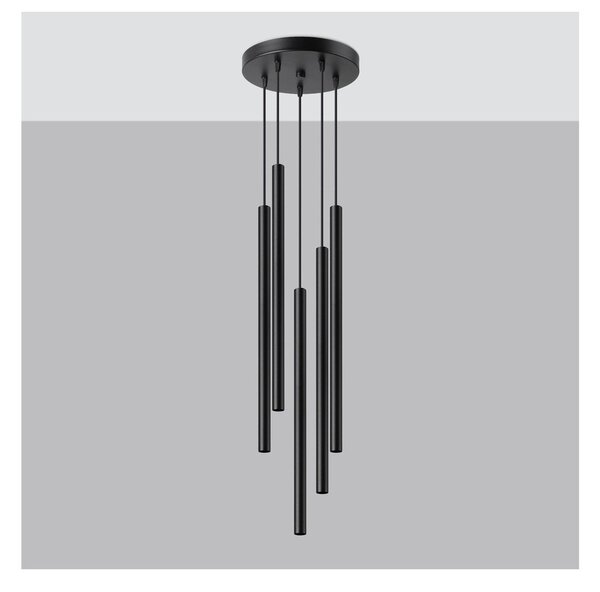 Czarna metalowa lampa wisząca ø 25 cm Fideus – Sollux
