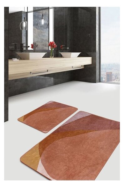 Brązowe aksamitne dywaniki łazienkowe zestaw 2 szt. 60x100 cm – Mila Home