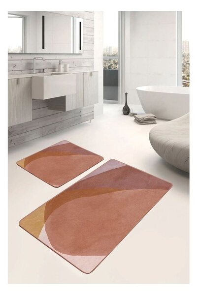 Brązowe aksamitne dywaniki łazienkowe zestaw 2 szt. 60x100 cm – Mila Home