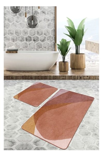 Brązowe aksamitne dywaniki łazienkowe zestaw 2 szt. 60x100 cm – Mila Home