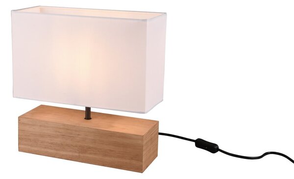 Biało-naturalna lampa stołowa z tekstylnym kloszem (wysokość 30 cm) Woody – Reality