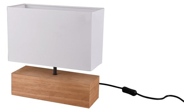 Biało-naturalna lampa stołowa z tekstylnym kloszem (wysokość 30 cm) Woody – Reality