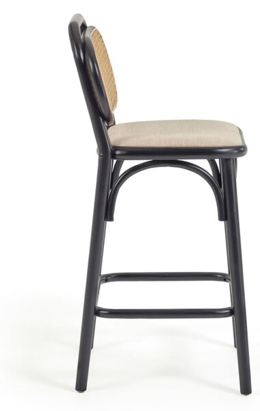 Czarny hoker z litego drewna wiązu (wysokość siedziska 65 cm) Doriane – Kave Home
