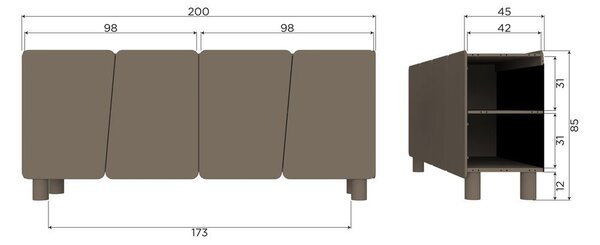 Brązowa komoda z litego drewna sosnowego 200x85x45 cm Root – WOOOD