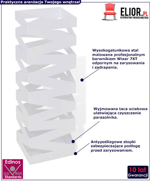 Biały modernistyczny metalowy parasolnik Z4-F27