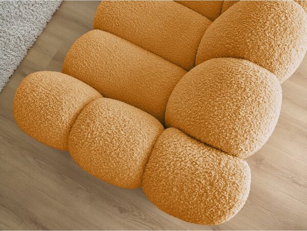 Musztardowa sofa z materiału bouclé 232 cm Hippolyte – Bobochic Paris