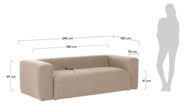 Beżowa sofa Kave Home Blok, 240 cm
