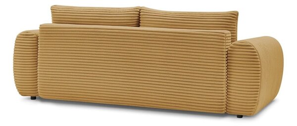 Musztardowa sztruksowa rozkładana sofa 257 cm Lucien – Bobochic Paris