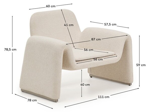Beżowy fotel z tkaniny szenilowej Melvia – Kave Home