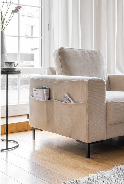 Beżowy sztruksowy fotel Lofty Lilly – Miuform