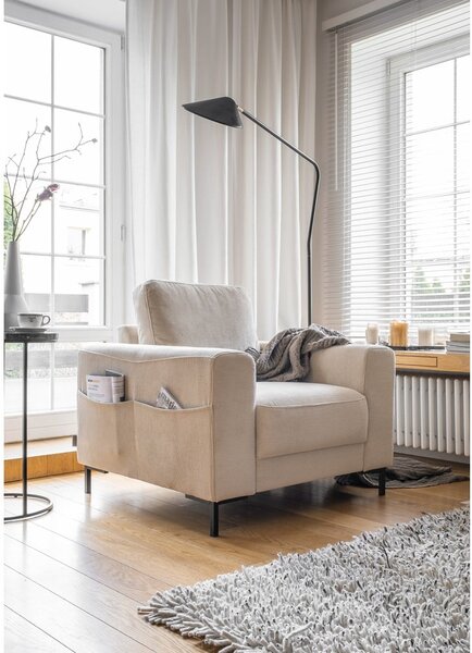 Beżowy sztruksowy fotel Lofty Lilly – Miuform