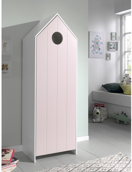 Biało-jasnoróżowa szafa dziecięca otwarta 115x171,5 cm CASAMI – Vipack