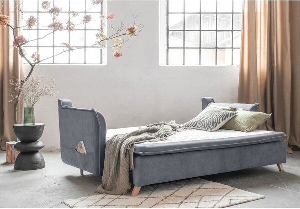 Szara aksamitna rozkładana sofa 225 cm Charming Charlie – Miuform