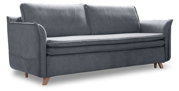Szara aksamitna rozkładana sofa 225 cm Charming Charlie – Miuform