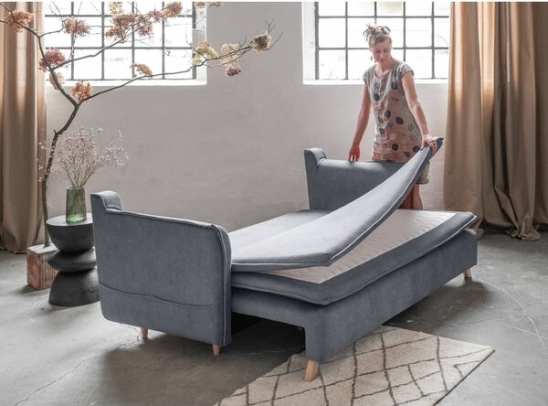 Szara aksamitna rozkładana sofa 225 cm Charming Charlie – Miuform