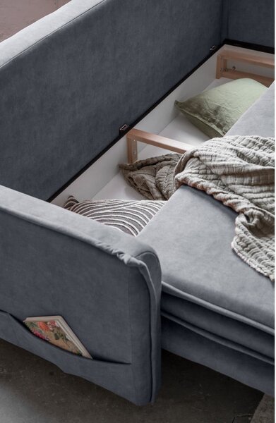Szara aksamitna rozkładana sofa 225 cm Charming Charlie – Miuform