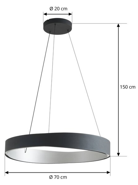 Lampa wisząca Daelor Lucande, możliwość ściemniania, czarny, salon / jadalnia, metal, design