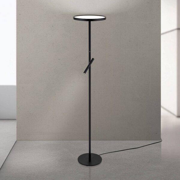 ORION Lampa stojąca Teide, możliwość ściemniania, czarny, salon / jadalnia, aluminium, nowoczesny