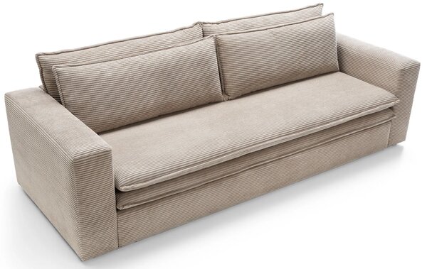 Beżowa sofa sztruksowa z funkcją spania D2-H36