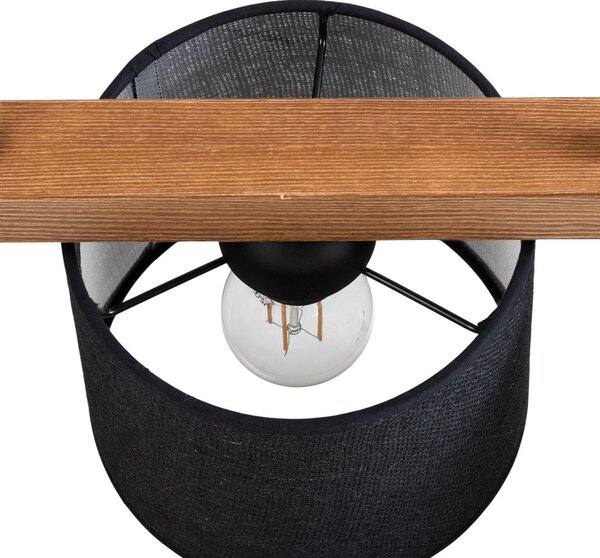 Lampa wisząca Forest Duolla, możliwość ściemniania, czarny, salon / jadalnia, drewno