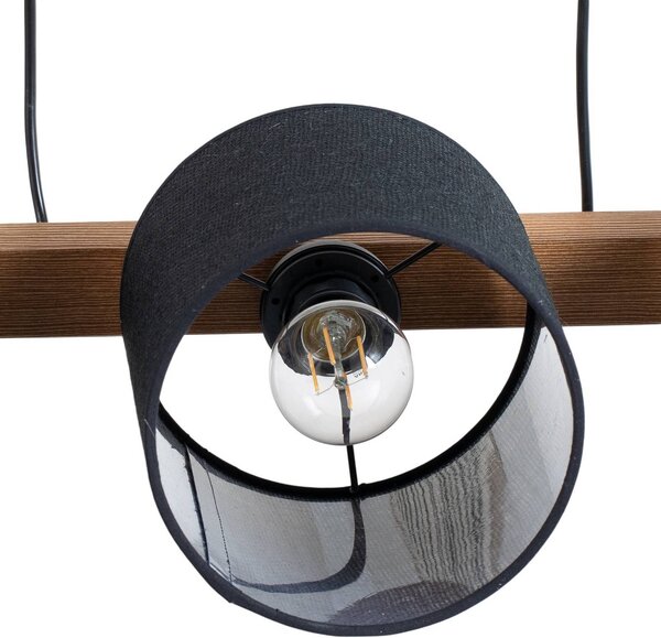 Lampa wisząca Forest Duolla, możliwość ściemniania, czarny, salon / jadalnia, drewno