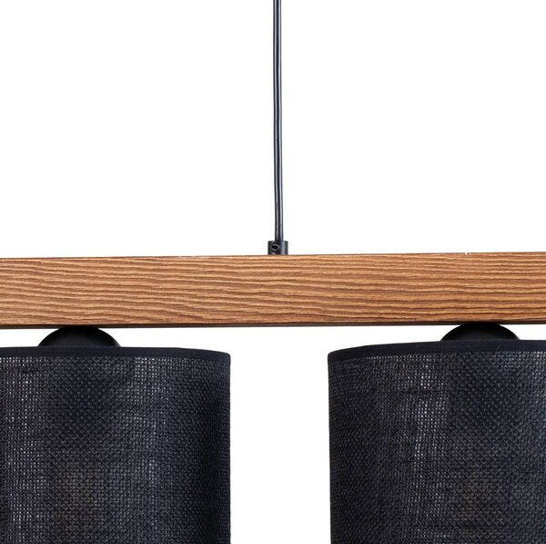 Lampa wisząca Forest Duolla, możliwość ściemniania, czarny, salon / jadalnia, drewno