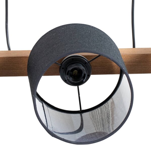 Lampa wisząca Forest Duolla, możliwość ściemniania, czarny, salon / jadalnia, drewno