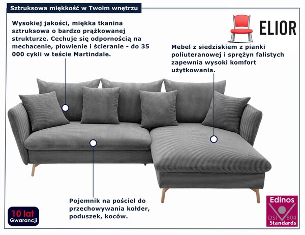 Stalowy narożnik sztruksowy na nóżkach N6-D65