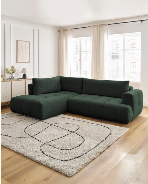 Zielony rozkładany/ze schowkiem narożnik (lewostronny/w kształcie litery L) Fuji – Bobochic Paris