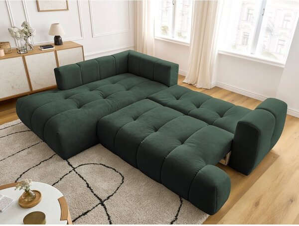 Zielony rozkładany/ze schowkiem narożnik (lewostronny/w kształcie litery L) Fuji – Bobochic Paris