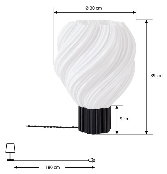 Lampa stołowa Lindby Nuvia, wysokość 39,1 cm, biała, druk 3D Nuvia, biały / opal, salon / jadalnia, nowoczesny