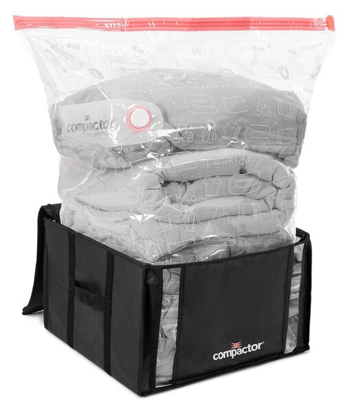 Tekstylne pojemniki do przechowywania ubrań zestaw 2 szt. próżniowe/usztywniane 42x25x25 cm Black Edition – Compactor