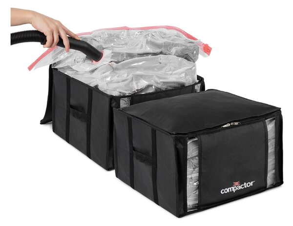 Tekstylne pojemniki do przechowywania ubrań zestaw 2 szt. próżniowe/usztywniane 42x25x25 cm Black Edition – Compactor