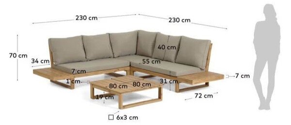 Brązowy zestaw mebli ogrodowych dla 5 osób Flaviina – Kave Home
